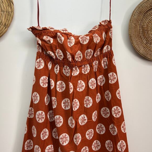 $128 Free People Orange Strapless Leanna Tube Midi Dress XL Beach Vacation Boho - Picture 4 of 6